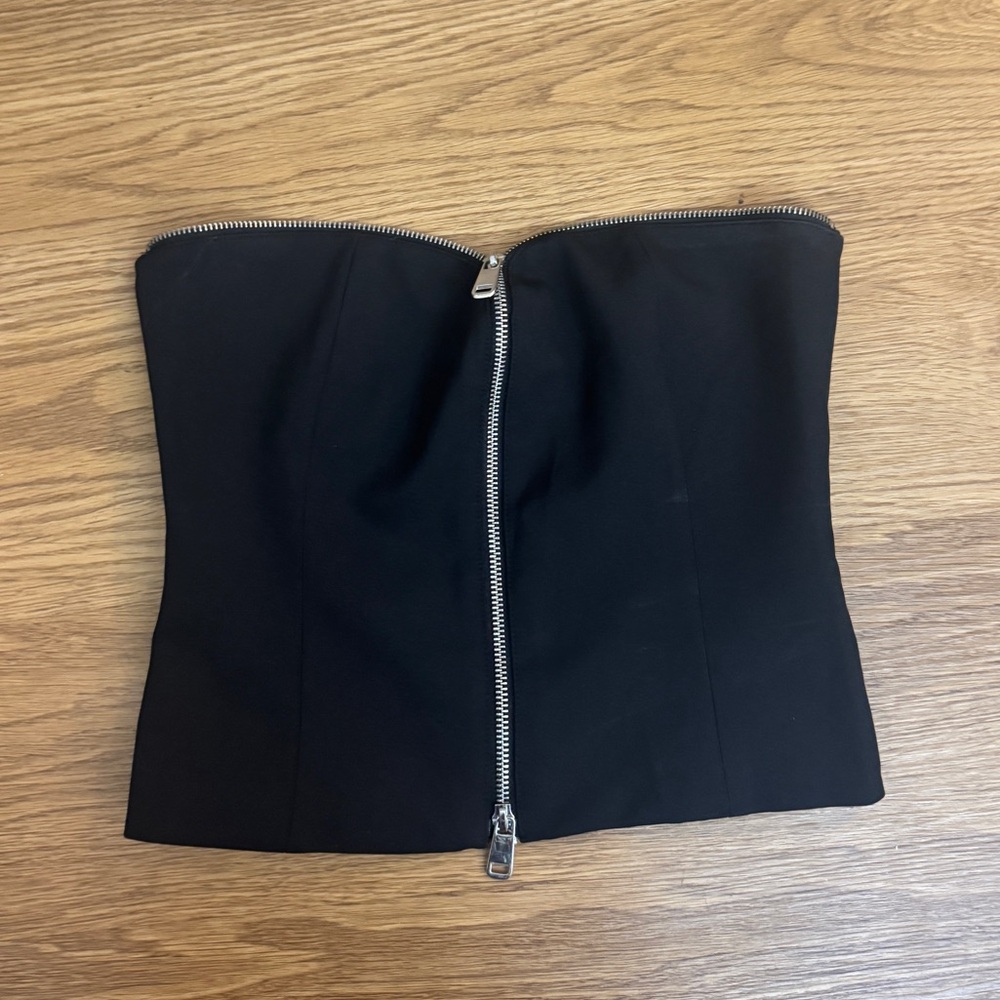 Zara black zipper tube top